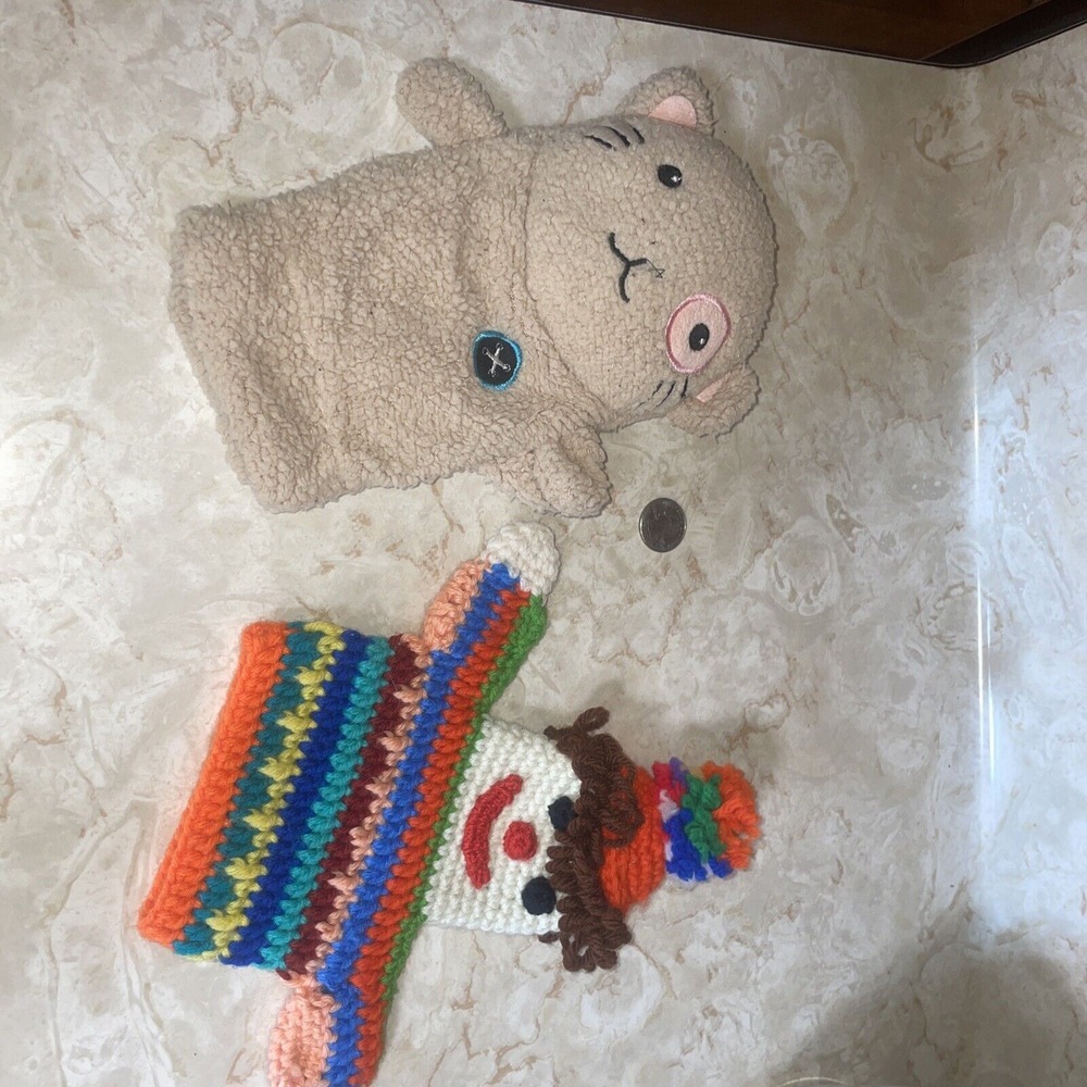Two Puppets One Crocheted One Store Bought